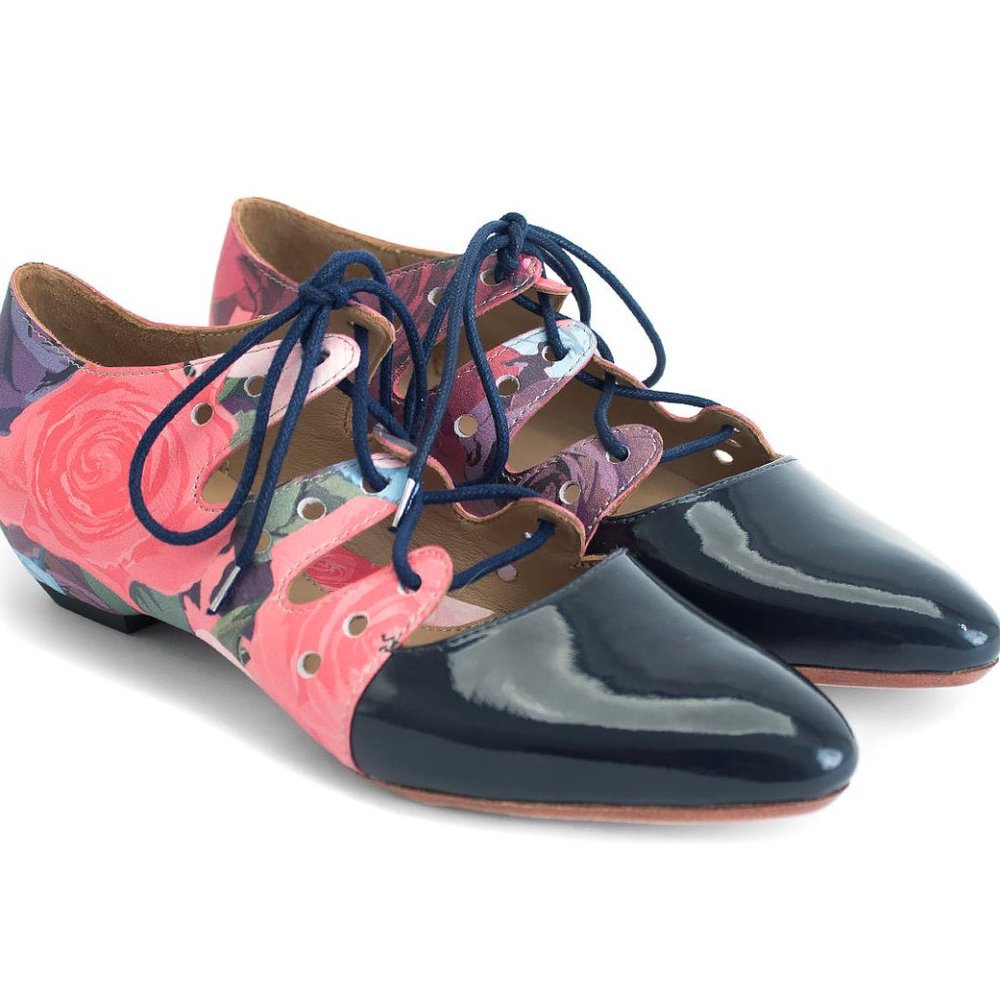 John Fluevog x Jet Martinez Power Coal floral two-toned lace-up shoe size 12